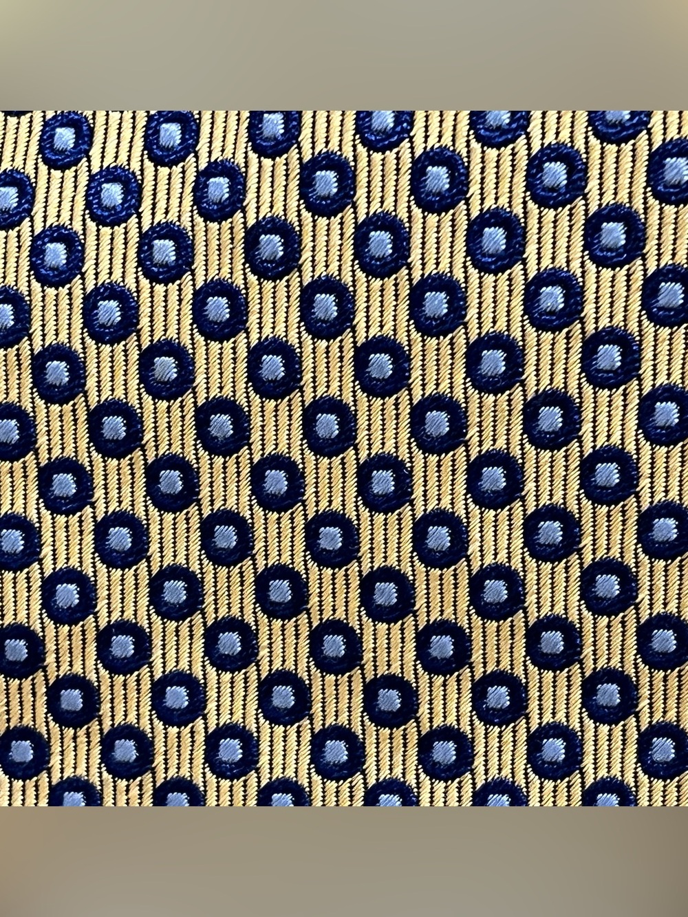 Turnbull & Asser Mens 100% Silk Tie Blue Gold Geometric Polka Dot England UK EUC